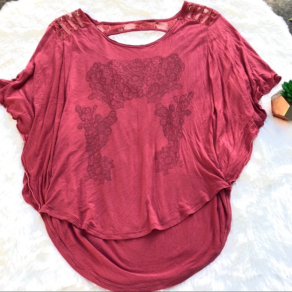 Free People Tops - Free People Open Back Tunic Top in Raspberry Red